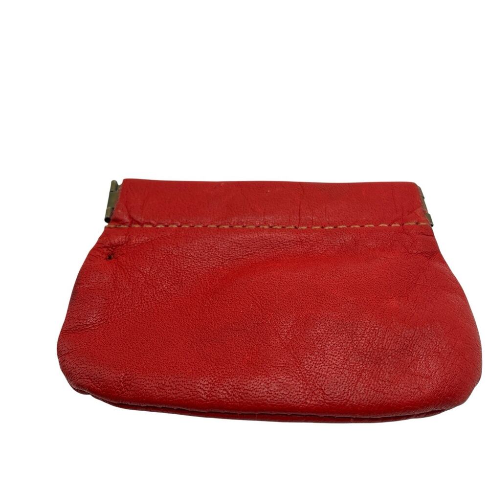 Coin Purse Vintage Red Leather Retro Chic Pop Open Closure Small Classic Money